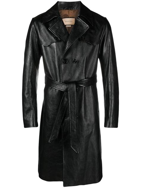 gucci leather trench coat